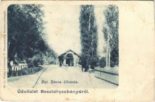 Besztercebánya, Banská Bystrica; Szent János (Szentjános) vasútállomás. Lechnitzky O. 68. / Bahnhof / railway station Banská Bystrica mesto (vágott / cut)
