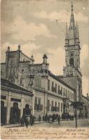 1906 Nyita, Nitra; Apáca zárda, utca, Muskáth üzlete. Huszár István kiadása / nunnery, street, shops
