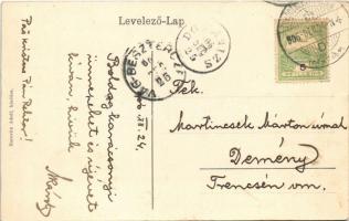 1906 Nagyszombat, Tyrnau, Trnava; Posta épület, utca, Weisz József, Herczog Lipót üzlete, gyógyszert...