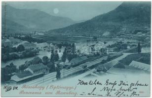 1900 Rózsahegy, Ruzomberok (Liptómegye); vasútállomás este / railway station at night