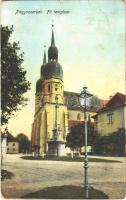 1917 Nagyszombat, Tyrnau, Trnava; Fő templom, Szentháromság szobor / church, trinity statue  (Rb)