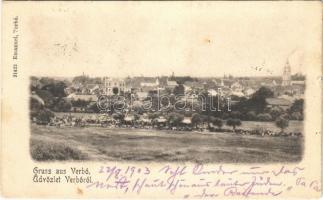 1903 Verbó, Vrbové; látkép a zsinagógával. Emanuel kiadása  / general view with synagogue