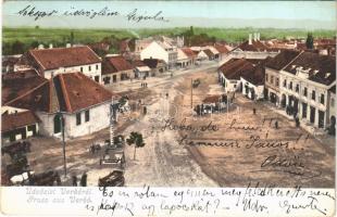1907 Verbó, Vrbové; Fő tér, zsinagóga, üzletek / main square, synagogue, shops