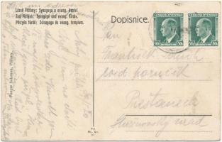 Pöstyén, Piestany; zsinagóga és evangélikus templom. Ponger Salamon kiadása / synagogue and Lutheran...