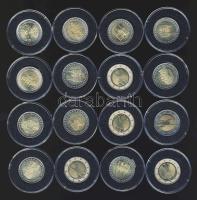 NSZK 2003A,D,F,G,J + 2006A,D,F,G,J + 2007A,D,F,G,J 2€ (15x) mind klf évszám, ill. verdejel T:1 + Olaszország 2008. 2€ T:1 Éremtartó kazettában!