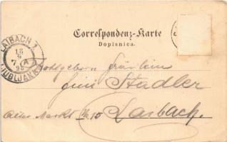 1898 (Vorläufer) Domzale, Domschale; Steineralpen, Bahnhofstrasse / Kamniske Alpe, railway station. ...