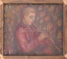 Bolmányi Ferenc (1904-1990): Rabbi. Olaj, karton, jelzett. Kétoldalas mű: hátoldalán portré. Fa kere...