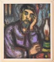 Bolmányi Ferenc (1904-1990): Rabbi. Olaj, karton, jelzett. Kétoldalas mű: hátoldalán portré. Fa kere...