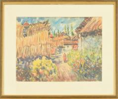 Farkasházy Miklós (1895-1964): Tavaszi virágözön. Akvarell, papír, jelzett. Üvegezett fa keretben, 3...