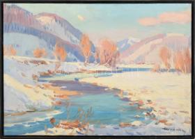 Soltész Zoltán (1909-1990): Téli Kárpátok (Kárpátalja). Olaj, vászon, jelzett. Fa keretben, 50×70 cm...