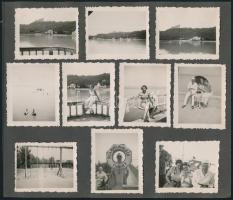 cca 1940-1950 Tihany, tihanyi és balatonfüredi részletek, életképek, 19 db fotó albumlapon, 5x6,5 cm