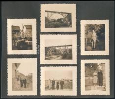 cca 1938-1950 Veszprém, életképek, viadukt, 10 db fotó albumlapon, 6x7 cm