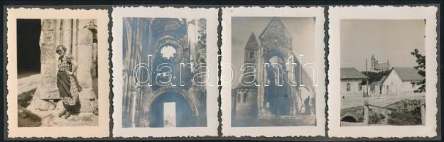 cca 1940-1950 Zsámbék, zsámbéki templom, 4 db fotó albumlapra ragasztva, 6x7 cm