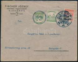 1917 Céges levél Arató 2 x 5f + 10f bérmentesítéssel 5f szükségportóval / Business cover with 2 x 5f + 10f franking + 5f auxiliary postage due "KISKŐRÖS"