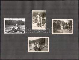 cca 1940-1950 Ótátrafüred, tátrafüredi életképek, 19 db fotó albumlapokon, vegyes méretben