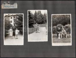 cca 1940-1950 Ótátrafüred, tátrafüredi életképek, 19 db fotó albumlapokon, vegyes méretben