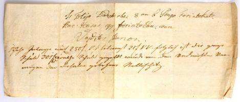 Ercsi (Ertsi) 1847. Kitöltött váltó 106Ft-ról, kézírásos, merített papíron T:III / Hungary / Ercsi 1847. Bill of exchange about 106 Forint, handwritten on watermarked paper C:F