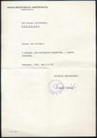 1980 Aczél György (1917-1991) kommunista kultúrpolitikus aláírása köszönőlapon, borítékkal