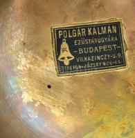 Art deco, ezüst (Ag) kínáló tál. XX. sz. eleje. Polgár Kálmán ezüstárugyára, Jelzett, címkézett ezüs...