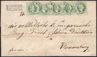 5 x Mi 36 green, on registered cover with full content. Very spectacular piece! 