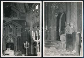 cca 1956 5 db fotó a romos Páva utcai zsinagógáról, hullámosak, 18x13 cm / cca 1956 The synagogue in...