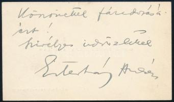 gróf Esterházy András külügyminisztériumi vezető aláírt névjegykártyája.