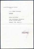 1988 Németh Károly (1922-2008) az Elnöki Tanács elnökének aláírása köszönő lapon, borítékkal