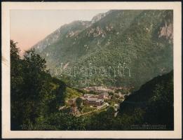 cca 1880 Herkulesfürdő a Coronini magaslatról, kartonra ragasztva, 16,5×22 cm