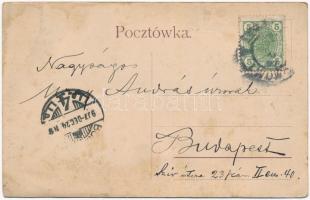 1917 Lviv, Lwów, Lemberg; Dworzec kolejowy / Bahnhof / railway station, trams. Montage with locomoti...