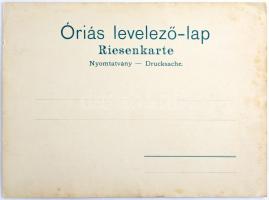 Arad, Városház tér, városi vasút vonata és lóvasút, Gazdasági Takarékpénztár. Óriás képeslap / squar...