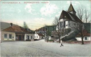 1921 Payerbach (Semmering), Hauptplatz, Kirche, Franz Mader / main square, church, shop (EK)