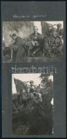 1933 Nagymaros, életképek a katonai áthajózási gyakorlatról, rajta Nagybaczoni Nagy Vilmos vezérezredes, kartonra ragasztott 2 db fotó, 5,5×8 cm