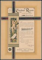 1891 Czobor Rezső bortermelő (Érmellék) díszes reklámlapja