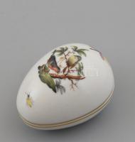 Herendi Rotschild mintás tojás bonbonniere, kézzel festett, jelzett, hibátlan, 7x5 cm
