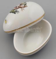 Herendi Rotschild mintás tojás bonbonniere, kézzel festett, jelzett, hibátlan, 7x5 cm