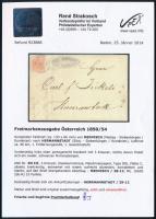 3kr MP III on domestic cover. "MEDVISCH" Certificate: Strakosch 3kr MP III, távolsági levé...