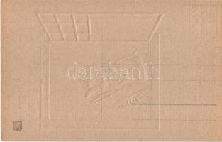 Üdvözlet a Krampusstól! Dombornyomott krampusz virgáccsal az ablakban / Embossed Krampus with birch ...