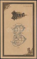 1892 Díszes menükártya, francia nyelven, szakadással
