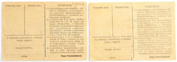 1946. 10.000AP nem kamatozó Pénztárjegy számozással, "Másra át nem ruházható" + 10.000AP n...