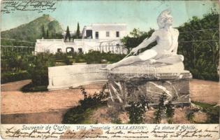 1903 Corfu, Corfou, Kerkyra; Villa Imperiale, La statue dAchille / Achilleion palace built in Gastouri for Empress Elisabeth of Austria, statue of Achilles (EB)