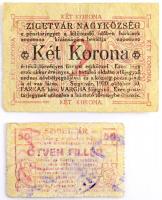 Szigetvár 1908. 50f + 2K, mindkettő hátlapján SOMOGY VÁRMEGYE SZIGETVÁR KÖZSÉG bélyegzéssel és aláírással T:III,III- / Hungary / Szigetvár 1908. 50 Fillér + 2 Korona, both with SOMOGY VÁRMEGYE SZIGETVÁR KÖZSÉG stamping and signature C:F,VG Adamo SZV-1.2,1,4.