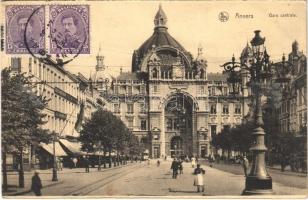 1921 Antwerp, Anvers, Antwerpen; Gare centrale / railway station, tram, hotel. TCV card