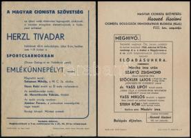 cca 1946 Magyar Cionista Szövetség 2 db szórólapja / cca 1946 Hungarian Zionist Association, 2 flyers