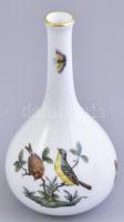 Herendi Rotschild mintás, madaras dekor vázácska, kézzel festett, jelzett, hibátlan, m: 13 cm