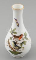 Herendi Rotschild mintás, madaras dekor vázácska, kézzel festett, jelzett, kopásokkal, m: 16 cm