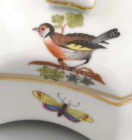 Herendi Rotschild mintás bonbonniere, kézzel festett, jelzett, kis kopással, 9x7 cm