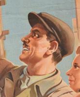 Pál György (1906-1986): "Fiatalok, jöjjetek építőipari tanulónak!" Propaganda plakát, ofsz...