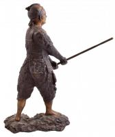 Japán bo-jutsu botvívó harcos. Bronz szobor. Jelzés nélkül. / Japanese bo-jutsu fighter. Bronze. Wit...