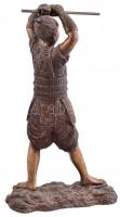 Japán bo-jutsu botvívó harcos. Bronz szobor. Jelzés nélkül. / Japanese bo-jutsu fighter. Bronze. Wit...