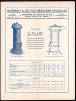1930 Bp. VIII., Heinrich A. és Fiai Részvénytársaság árjegyzéke, illusztrált, pl. Kalor kályha, hajt...